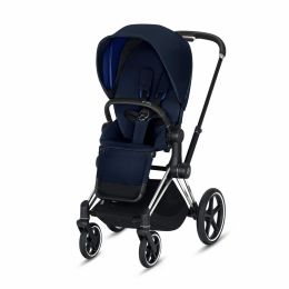 CYBEX Priam 3-in-1 Travel System Chrome with Black Details Baby Stroller â€“Indigo Blue
