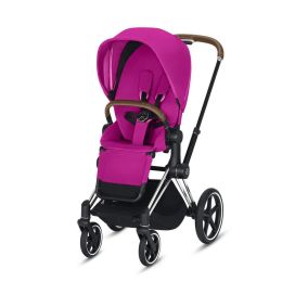 CYBEX Priam 3-in-1 Travel System Chrome with Brown Details Baby Stroller â€“ Fancy Pink
