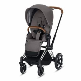 CYBEX Priam 3-in-1 Travel System Chrome with Brown Details Baby Stroller â€“ Manhattan Grey
