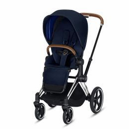 CYBEX Priam 3-in-1 Travel System Chrome with Brown Details Baby Stroller â€“ Indigo Blue