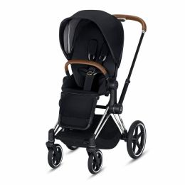 CYBEX Priam 3-in-1 Travel System Chrome with Brown Details Baby Stroller â€“ Premium Black