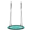 40 Inch Spider Web Round Rope Swing with Adjustable Ropes, 2 Carabiners (Green & black)