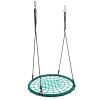 40 Inch Spider Web Round Rope Swing with Adjustable Ropes, 2 Carabiners (Green & black)