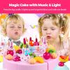 Uenjoy Play Birthday Cake Pretend Play Food Sets for Kids, Candles Fruit Dessert with Music & Light for Boy and Girls, 56-pc Accessories--YS