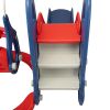 3 In 1 Slide and Swing Set with Basketball Hoop for 1-8 Years Old Children Indoor and Outdoor, Red & Blue XH