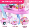Uenjoy Play Birthday Cake Pretend Play Food Sets for Kids, Candles Fruit Dessert with Music & Light for Boy and Girls, 56-pc Accessories--YS