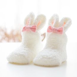 Winter Coral Fleece Baby Girls Socks Newborn Soft Cute Rabbit Baby Socks (Color: White, Model: 1 3 years old)