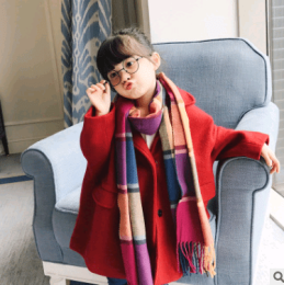 Boy, girl, scarf, bib, baby, cashmere, plaid scarf (Color: Big color lattice, size: 32x190cm)
