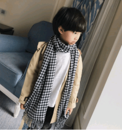 Boy, girl, scarf, bib, baby, cashmere, plaid scarf (Color: Thousand bird plaid, size: 32x190cm)