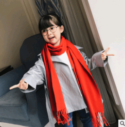 Boy, girl, scarf, bib, baby, cashmere, plaid scarf (Color: Red, size: 32x190cm)