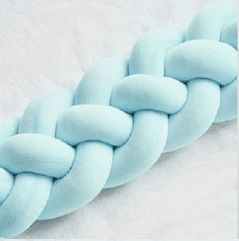 Heightening Baby Braided Crib Bumpers 4 Strip Knot Long Pillow Cushion Bedding Room dector Homejoy (Color: Blue, size: 1M)
