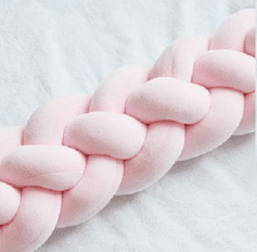 Heightening Baby Braided Crib Bumpers 4 Strip Knot Long Pillow Cushion Bedding Room dector Homejoy (Color: Pink, size: 1M)