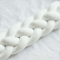 Heightening Baby Braided Crib Bumpers 4 Strip Knot Long Pillow Cushion Bedding Room dector Homejoy (Color: White, size: 1M)