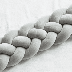 Heightening Baby Braided Crib Bumpers 4 Strip Knot Long Pillow Cushion Bedding Room dector Homejoy (Color: grey, size: 1M)