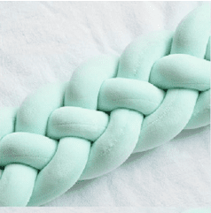 Heightening Baby Braided Crib Bumpers 4 Strip Knot Long Pillow Cushion Bedding Room dector Homejoy (Color: GREEN, size: 1M)