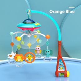 Baby Crib Bell Music Rotating Educational Toy (Color: Orange blue)