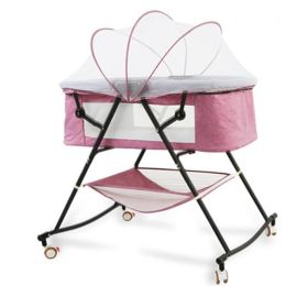Crib newborn multifunctional comfort baby baby portable baby shaker foldable European cradle bed Homejoy (Color: White purple)