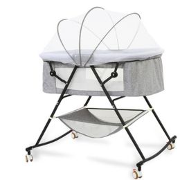 Crib newborn multifunctional comfort baby baby portable baby shaker foldable European cradle bed Homejoy (Color: GRAY)