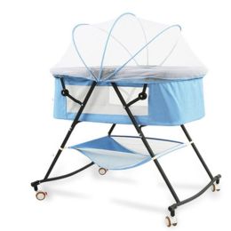 Crib newborn multifunctional comfort baby baby portable baby shaker foldable European cradle bed Homejoy (Color: Blue)