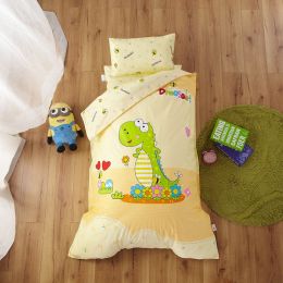 Pure Cotton Nap Children's Small Bedding Baby Bedding Kit With Core Six-piece Set (Color: Baby dinosaur, Bedding Size: Threepiece set without core)