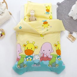 Pure Cotton Nap Children's Small Bedding Baby Bedding Kit With Core Six-piece Set (Color: Sit in rows, Bedding Size: Threepiece set without core)