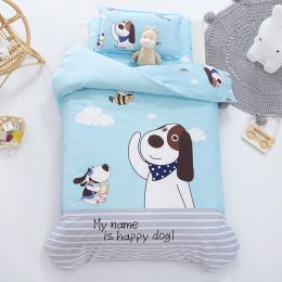 Pure Cotton Nap Children's Small Bedding Baby Bedding Kit With Core Six-piece Set (Color: Happy cute dog, Bedding Size: Threepiece set without core)