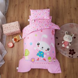 Pure Cotton Nap Children's Small Bedding Baby Bedding Kit With Core Six-piece Set (Color: Baby rabbit, Bedding Size: Threepiece set without core)