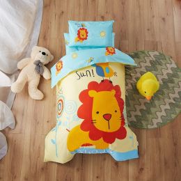 Pure Cotton Nap Children's Small Bedding Baby Bedding Kit With Core Six-piece Set (Color: Jungle lion, Bedding Size: Threepiece set without core)
