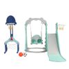 Children Slide Swing Set, 5-in-1 Combination Activity Center Freestanding Slides Playset for Kids Indoor Toddler Climbing Stairs Toy with Basketball H