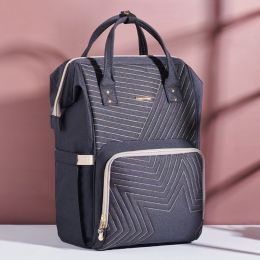Sunveno Fashion Diaper Bag Backpack Quilted Large Mum Maternity Nursing Bag Travel Backpack Stroller Baby Bag Nappy Baby Care (Color: black)