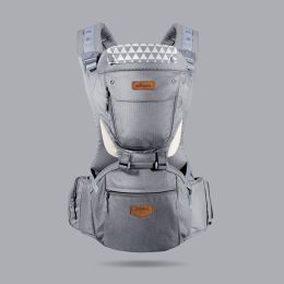 SUNVENO Ergonomic Baby Carrier Infant Baby Hipseat Waist Carrier Front Facing Ergonomic Kangaroo Sling for Baby Travel 0-36M (Color: GRAY)