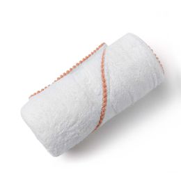 BAMBOO COTTON POM POM HOODED TOWEL (Towel: Peach)