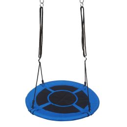 (Do Not Sell on Ebay) 40" Kids Outdoor Round Net Hanging Rope Nest Tree Swing Children Patio Toys RT (Color: Blue)