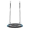 40 Inch Spider Web Round Rope Swing with Adjustable Ropes, 2 Carabiners (Blue & black)