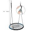 40 Inch Spider Web Round Rope Swing with Adjustable Ropes, 2 Carabiners (Blue & black)