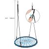 40 Inch Spider Web Round Rope Swing with Adjustable Ropes, 2 Carabiners (Blue & black)